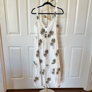 NWT B.Right Palm Boulevard Dress midi tiered sundress w/ embroidered palms L